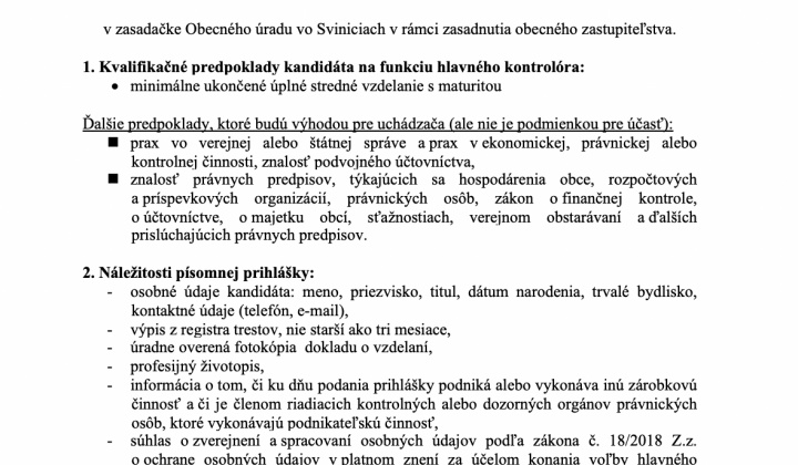 Aktuality / Vyhlásenie voľby hlavného kontrolóra - foto