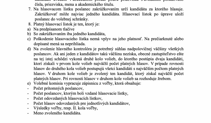 Aktuality / Vyhlásenie voľby hlavného kontrolóra - foto